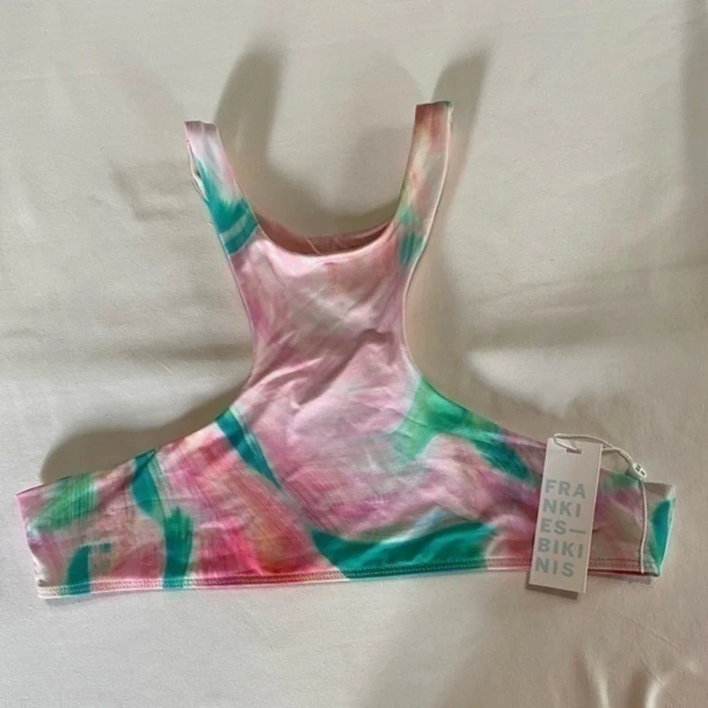 Frankie’s Rare Alexis Multicolor Patterned Bikini Swim Top In‎ Trip Size XL NWT